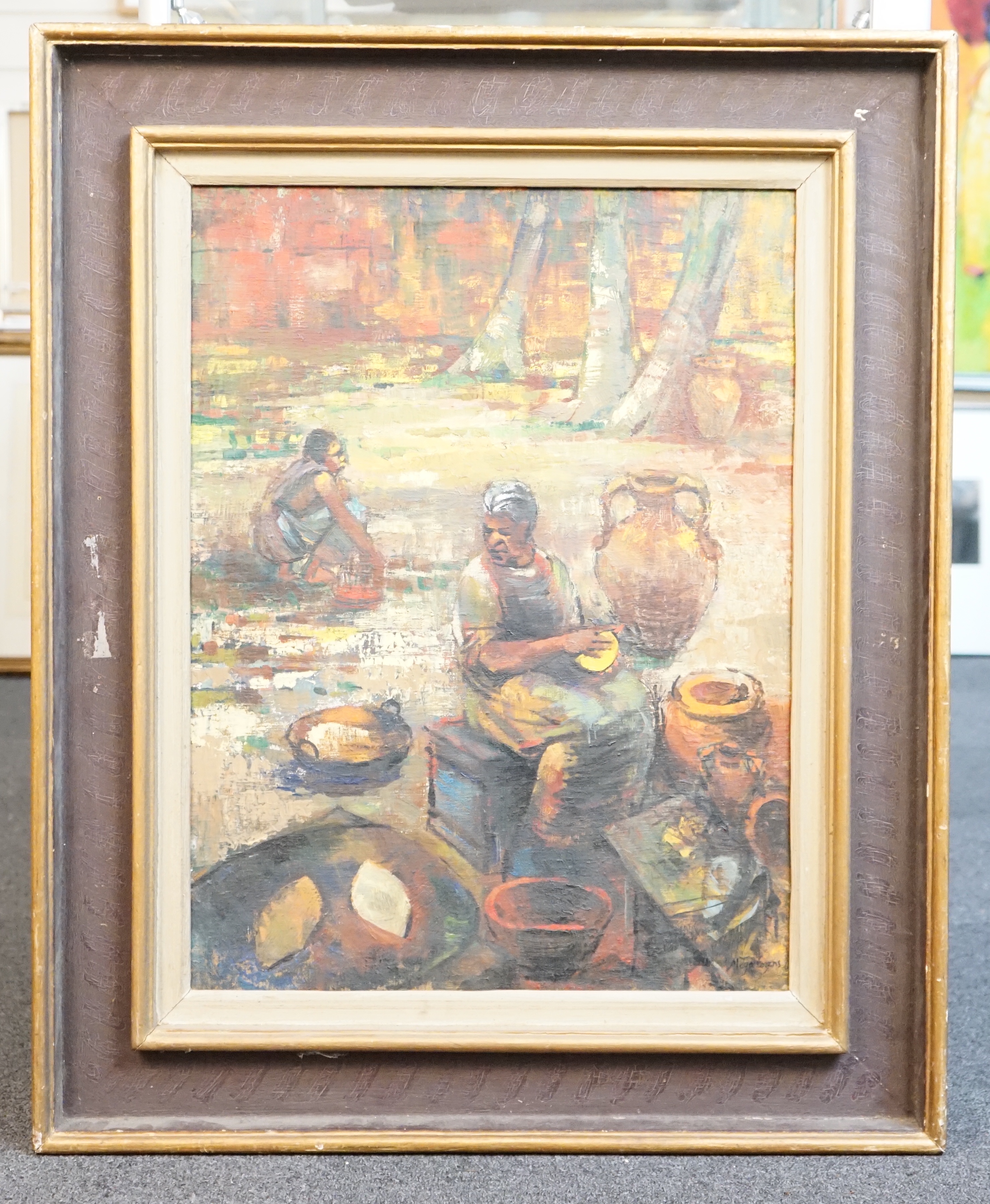 Moya Cozens (1920-1990), 'Jamaican Tortilla Maker', oil on canvas, 60 x 45cm